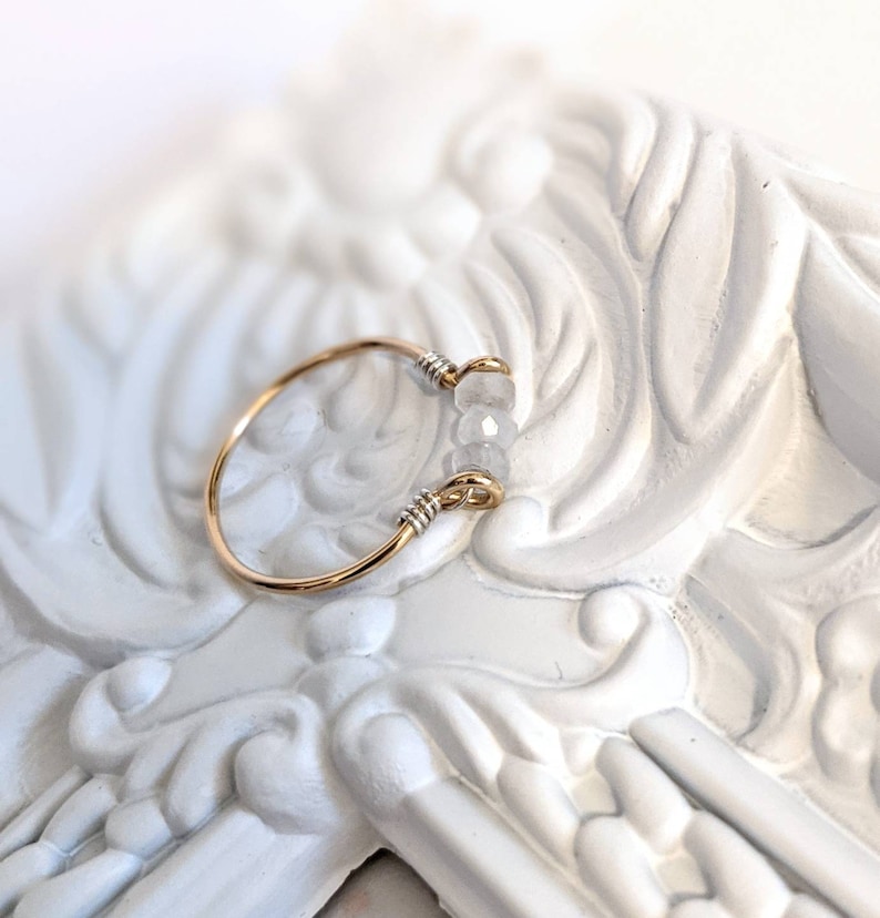 Rainbow Moonstone Ring Sterling Silver or 14k Gold Filled Raw Stone Ring Stacking Ring Moonstone Jewellery Stackable birthstone rings uk