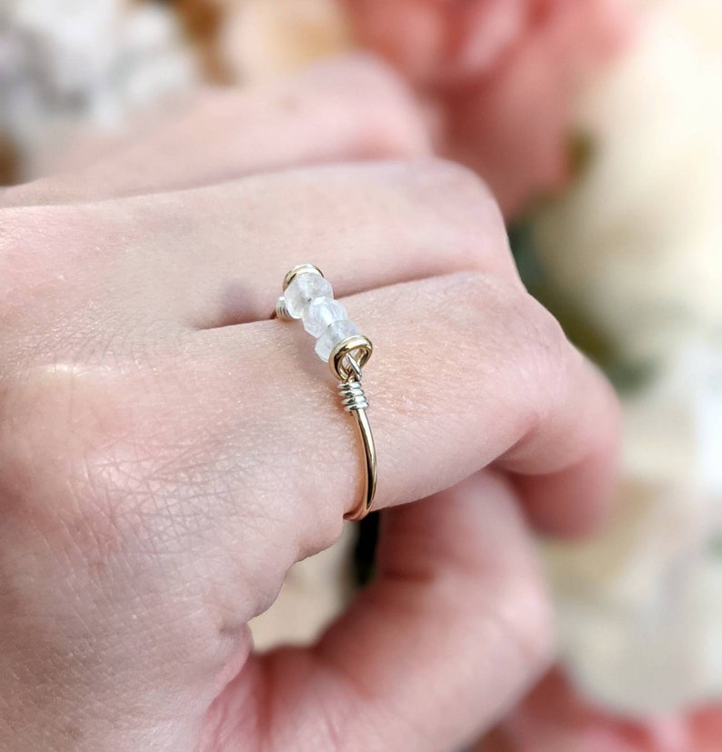 Rainbow Moonstone Ring Sterling Silver or 14k Gold Filled Raw Stone Ring Stacking Ring Moonstone Jewellery Stackable birthstone rings uk