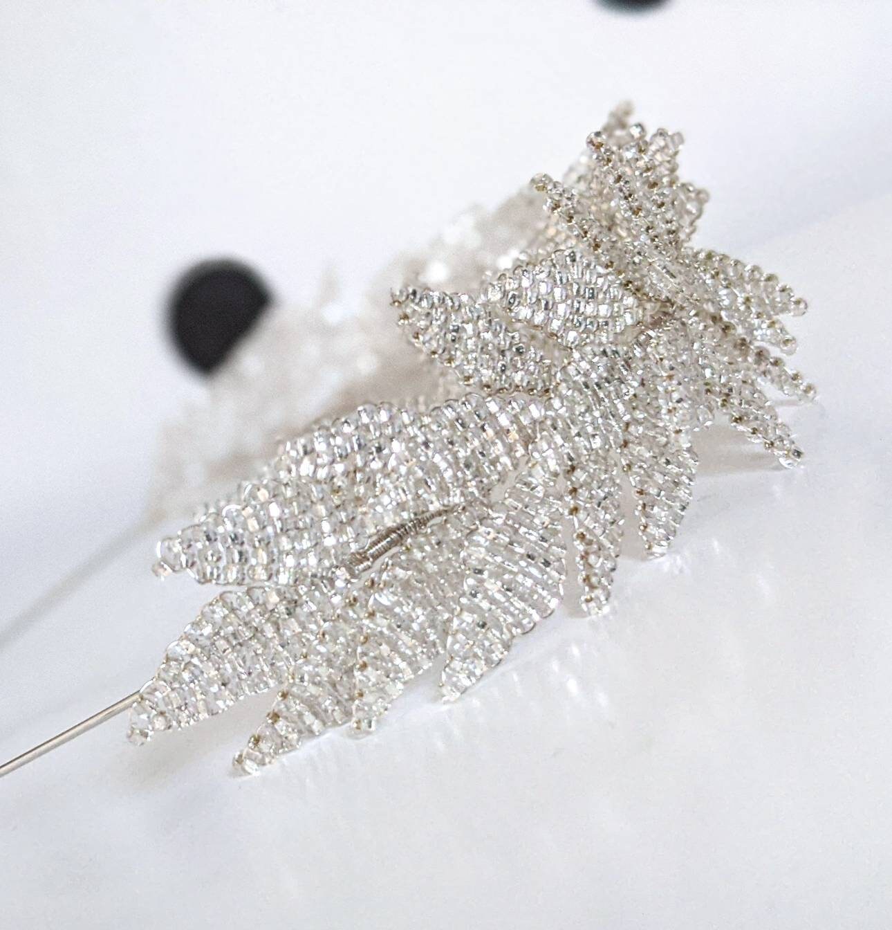 Modern Seed Bead Leaf Headband Bridesmaid Hair Accessories - Etsy UK