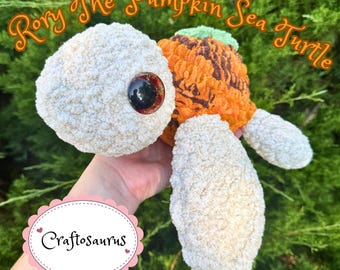 Pumpkin Sea Turtle Plush, Handmade Autumn Stuffed Animal, Limited Edition Halloween Gift