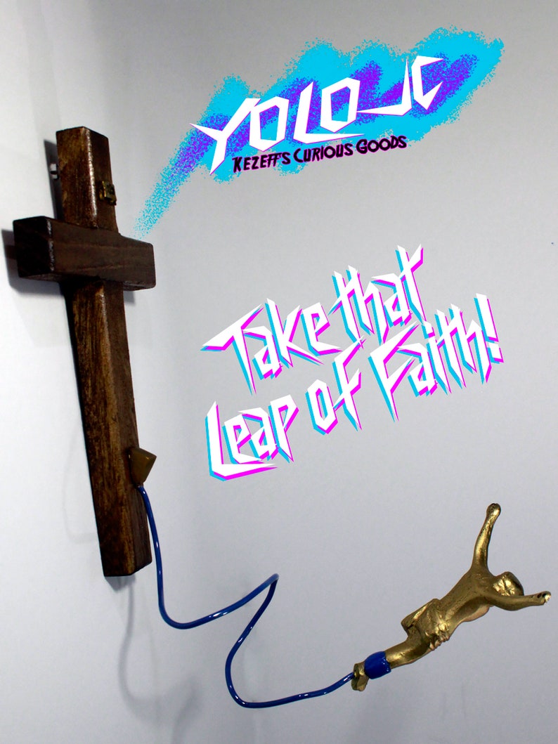 YOLO JC Jesus Christ Bungee Jumping off a Wooden Cross Etsy Australia