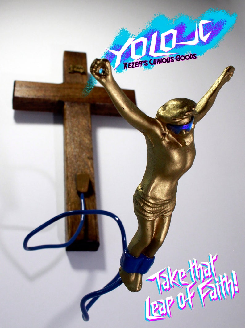 YOLO JC Jesus Christ Bungee Jumping off a Wooden Cross Etsy Australia
