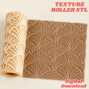 Shell Fan Art Deco Texture Roller STL