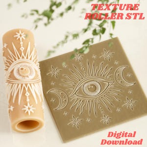Celestial Eye Moon & Stars Texture Roller STL
