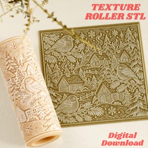 Rullo per texture "Uccelli e casette invernali" (STL)