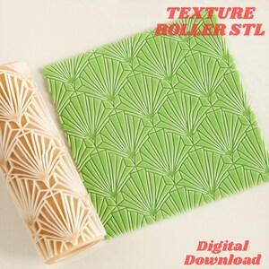 Art Deco Geometric Fan Texture Roller STL