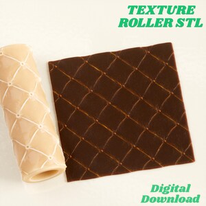 Leather-Look Diamond Tufted Seamless Texture Roller STL for Pottery