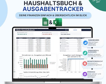 Haushaltsbuch Excel & Google Sheets Deutsch – Einfach und schnell für Einnahmen, Ausgaben und Sparziele