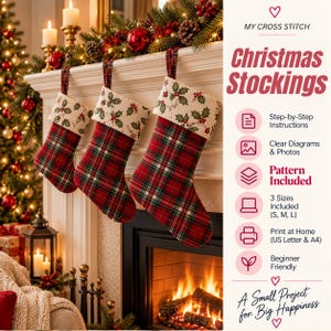 Weihnachtsstrumpf-Nähanleitung (PDF), gefütterter Strumpf mit Bündchen, 3 Größen (von Mini bis Groß), einfache Nähanleitung für die Feiertage