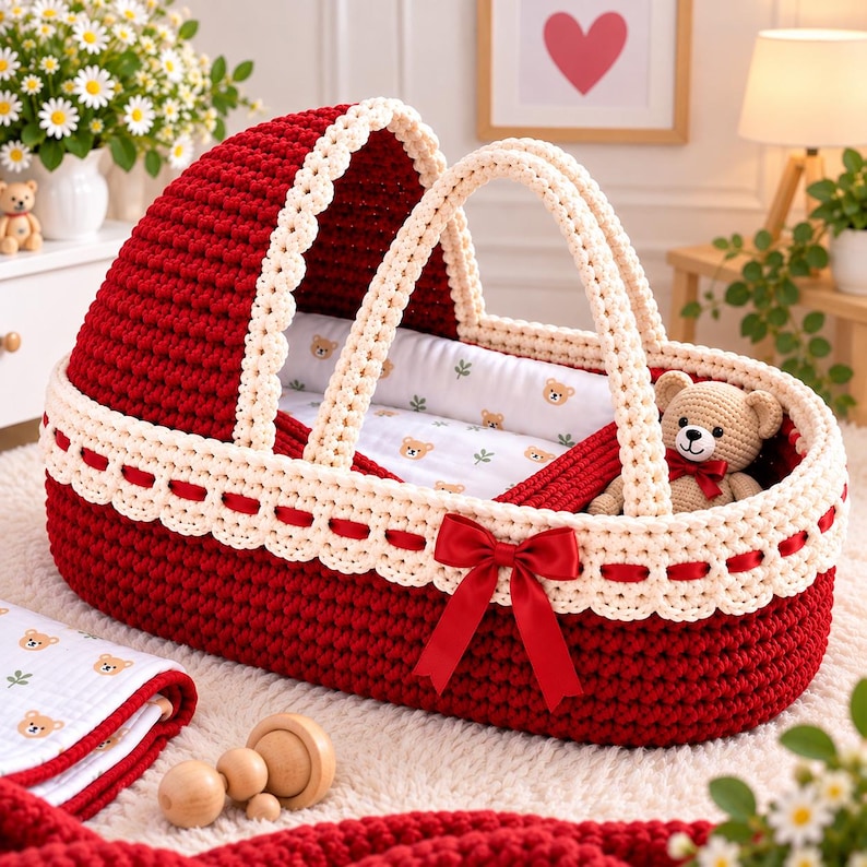 Crochet Baby Moses Basket Pattern PDF, Crochet Bassinet Pattern, Baby ...