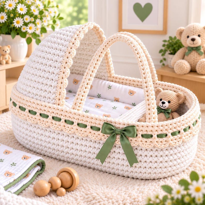 Crochet Baby Moses Basket Pattern PDF, Crochet Bassinet Pattern, Baby ...