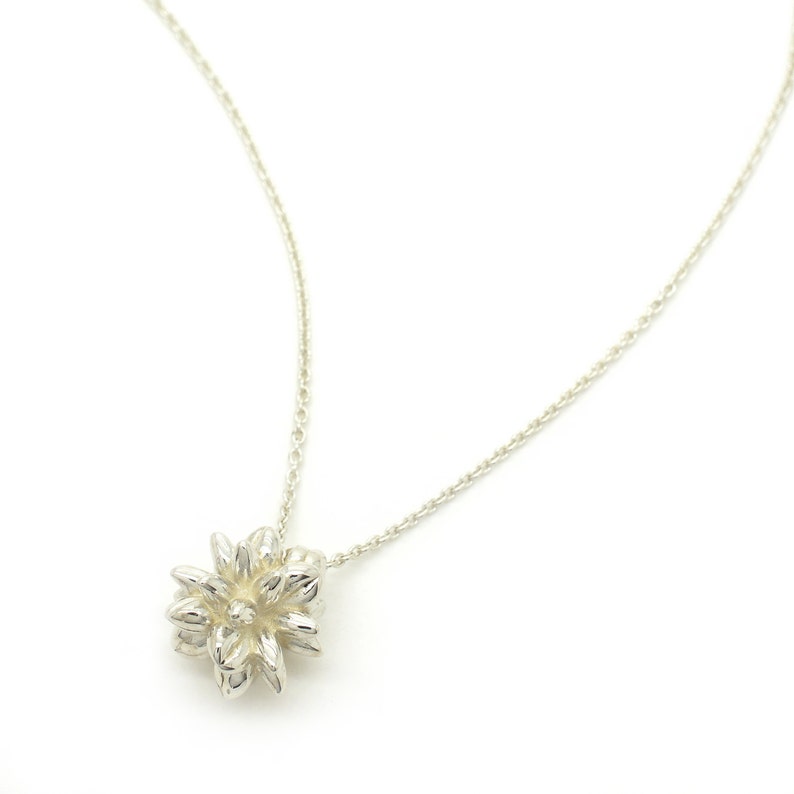 Floral Boho Pendant Pretty Flower Necklace Nature Jewelry Flowerbomb Necklace Floral Jewellery Sterling Silver Silver Flower Pendant