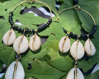 Circle Cowrie Shell Hoop Earrings (Made in Kenya)