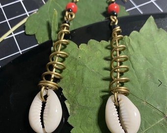 Cowrie Shell Spiral Earrings (Made in Kenya)