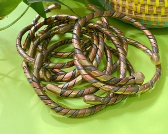 Brass 3-Tone Metal Twist Bracelet | Made in Mali |