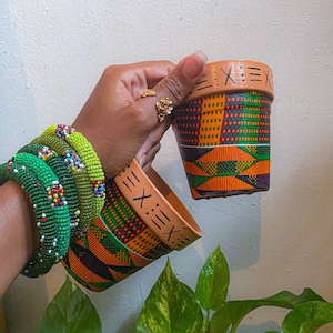 African Fabric Decoupage Terracotta Clay Planter | 2 PCS |