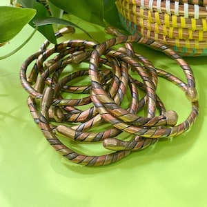 Brass 3-Tone Metal Twist Bracelet | Made in Mali |