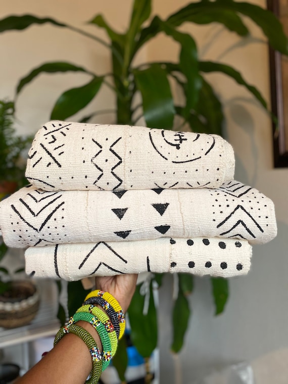 Authentic African Mudcloth Fabric White Black Bambara Fabric Made in Mali Random Design Etsy Australia