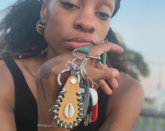 Leather & Shell Keychain (Made in Kenya)