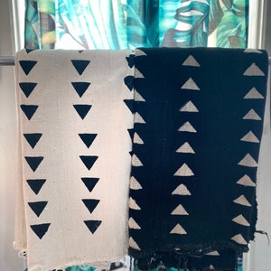 Authentic African Mudcloth Fabric | Black & White Triangles | Made in Mali |