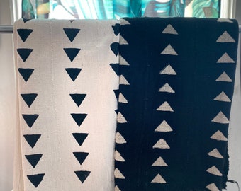 Authentic African Mudcloth Fabric | Black & White Triangles | Made in Mali |