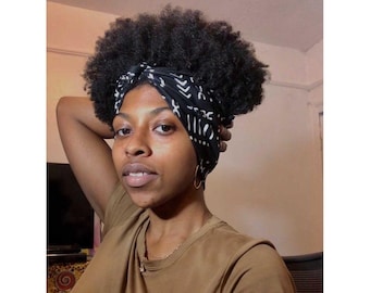 Mud Print Authentic African Print 100% Cotton Fabric Bandana | Headband | Headwrap