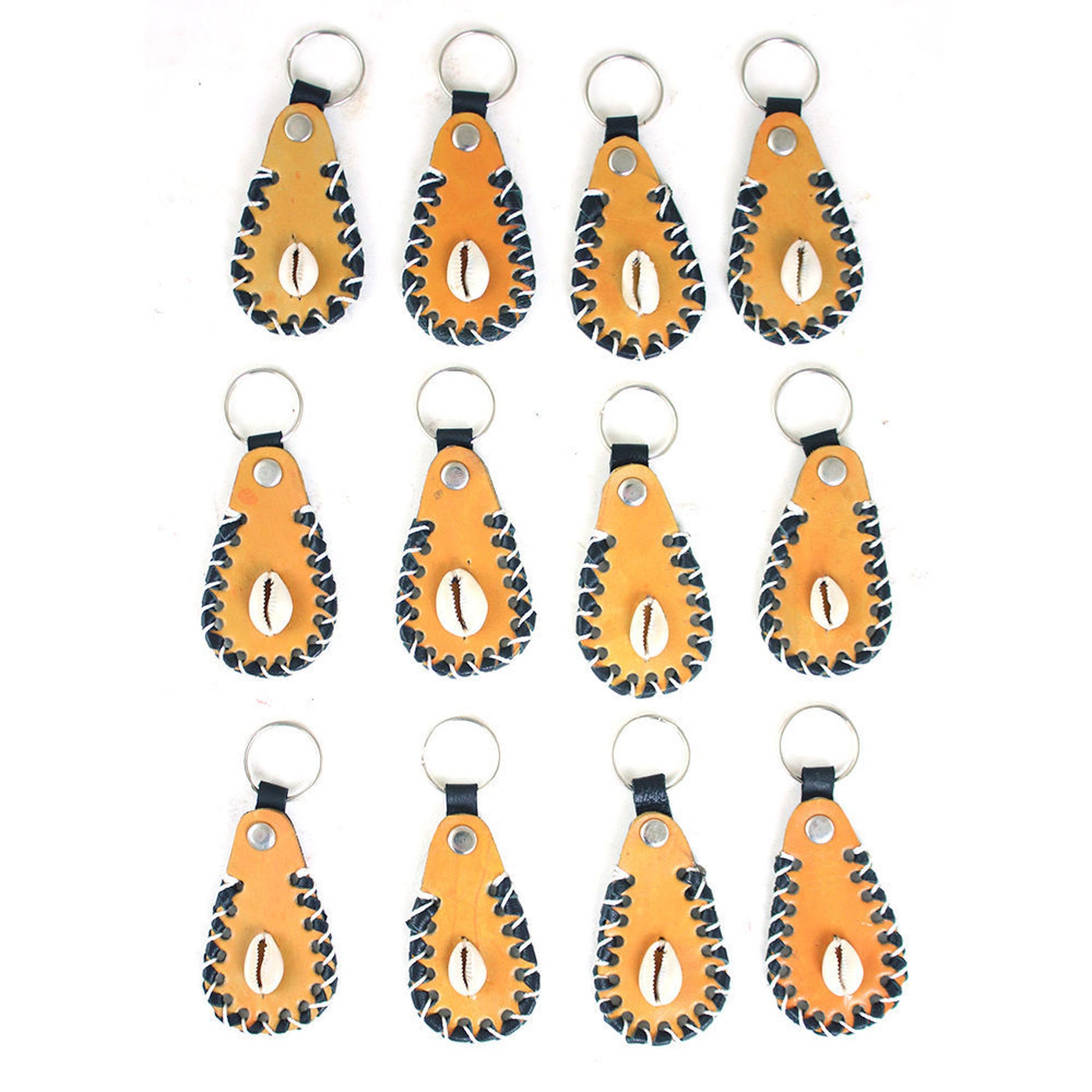 Leather & Shell Keychain (made in Kenya) - Etsy