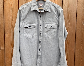 Wallace and Barnes Workwear Shirt Gray Button Down Men Large