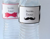 Gender Reveal Party Water Bottle Labels- Beau or Bow