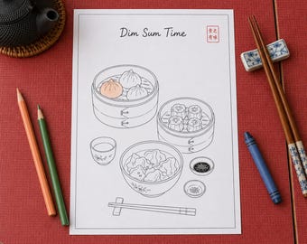 Kolorowanka „Chińska restauracja” dla dzieci – 12 stron do druku o jedzeniu i kulturze w formacie PDF