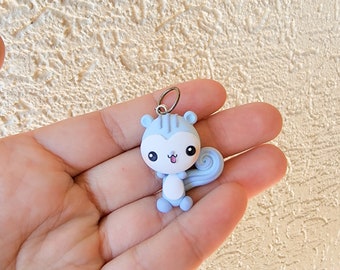 Cute Kawaii Squirrel Polymer Clay Charm, Squirrel Clay Pendant, Squirrel Necklace, polymer clay, clay pendant, Kawaii, Chibi, Clay Charm