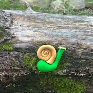 OOAK Garden Snail Statue, Polymer Clay Snail Figurine, Collectable, Miniature, Polymer Clay, Garden Decoration, Fantasy, Plant Pot Decor,