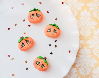 Kawaii Pumpkin, Autumn, Fall Necklace, Polymer Clay Charm, Polymer Clay Pendant, Halloween, polymer clay, clay pendant, Kawaii, Clay Charm