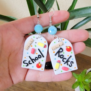 OOAK School Teacher Earrings, Back to School Earrings, Polymer Clay Earrings, Clay Earrings, Teacher Gift, Teacher Appreciation, Earrings
