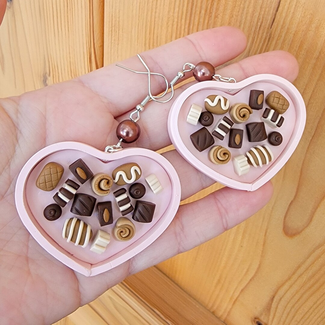 Valentine Chocolate Box Earrings, Chocolate Earrings, Polymer Clay ...
