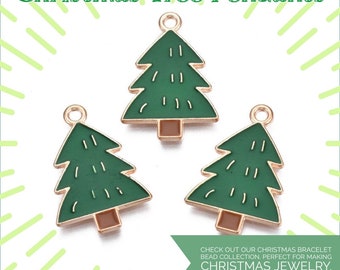 6pcs 23mm Christmas Tree Pendants, Christmas Alloy Pendants, Forest Pendant, Bracelet Charm, Christmas Charms, Christmas Tree Charms