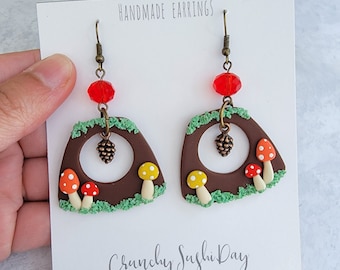 Clay Fall Mushroom Earrings, Autumn Earrings, Cute Earrings, Polymer Clay Earrings, Polymer Clay, Cottage Core, Charm Earrings, Mushrooms