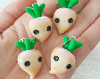 Turnips Charm, Turnip Polymer Clay Pendant, Food, Miniature Food Charm, DS Charm, polymer clay, clay pendant, Kawaii, Chibi, Clay Charm