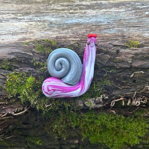OOAK Garden Snail Statue, Polymer Clay Snail Figurine, Collectable, Miniature, Polymer Clay, Garden Decoration, Fantasy, Plant Pot Decor,