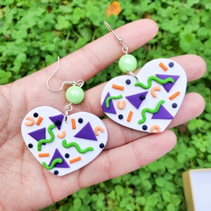 OOAK Retro 90&#39;s Halloween Earrings, Halloween Earrings, Polymer Clay Charm, Polymer Clay, Halloween, polymer clay, Kawaii, Charm Earrings
