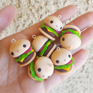 Kawaii Hamburger Necklace, Fanart, Polymer Clay Pendant, Necklace, polymer clay, clay pendant, Kawaii, doll, charm