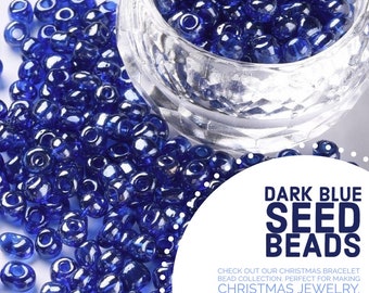 20g 4mm Dark Blue Seed Beads, Blue Seed Beads, Christmas Seed Beads, Christmas Bracelet Beads, Dark Blue Christmas Beads