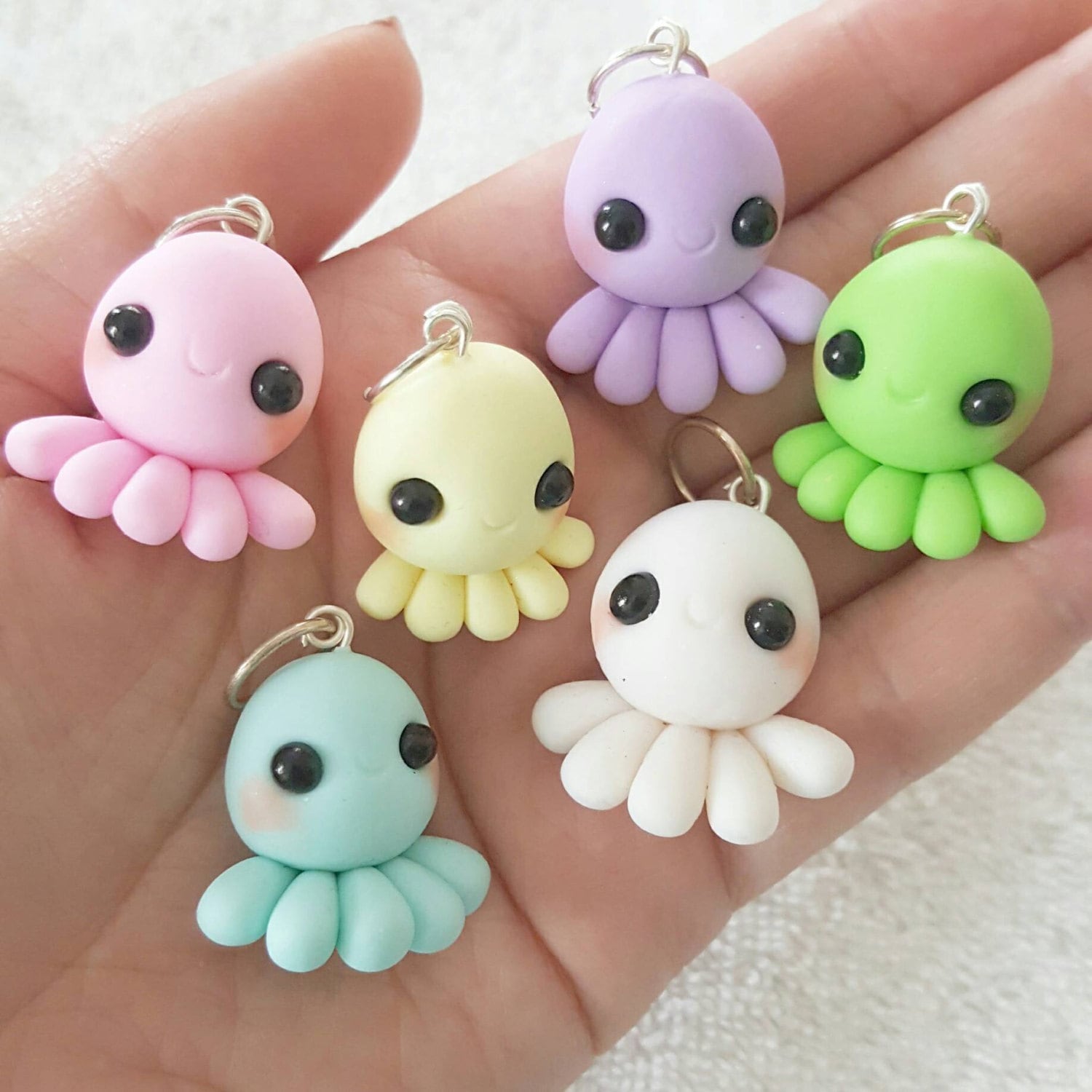 Kawaii Octopus, Pastel Octopus Polymer Clay Charm, DS Charms, Miniature,  Polymer Clay Pendant, Pastel, pendant, Kawaii, Chibi, Clay Charm