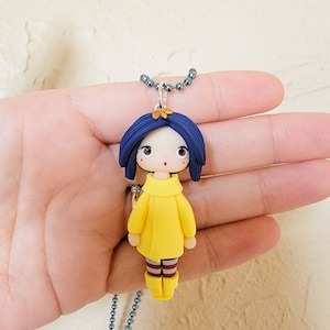 Coraline Necklace, Coraline Fanart, Polymer Clay Pendant, Necklace, clay pendant, Coraline doll, charm, Coraline costume jewelry