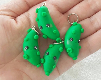 Pickle Charm, Pickle Polymer Clay Pendant, Food, Miniature Food Charm, DS Charm, polymer clay, clay pendant, Kawaii, Chibi, Clay Charm