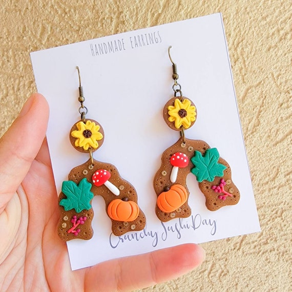 Clay Fall Earrings Autumn Earrings Cute Earrings Polymer Clay