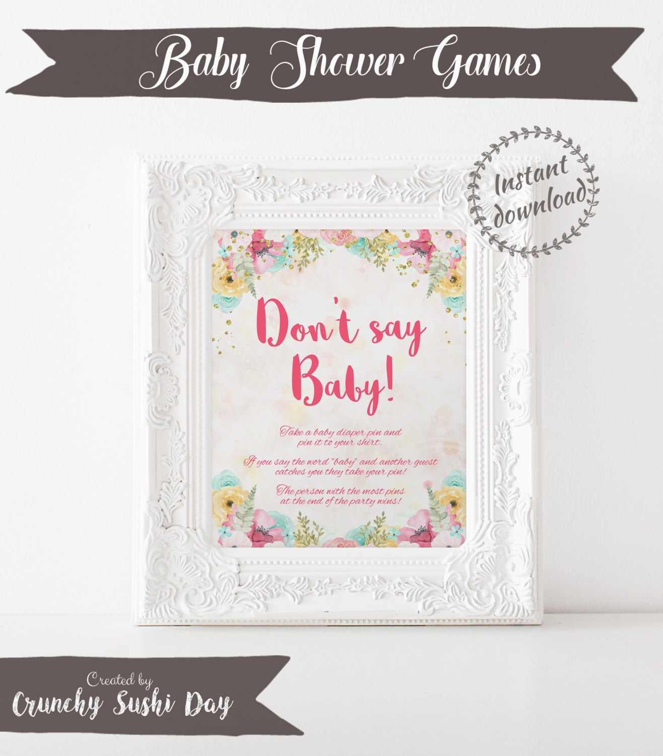 Printable Baby Shower Games Don T Say Baby Floral Baby Shower Printable Baby Shower Games Don T Say Baby Floral Baby Shower
