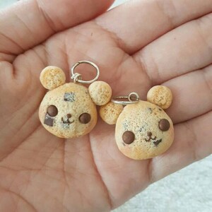 Chocolate Chip Cookie Bear Charm, Cookie Bear Polymer Clay Pendant, Cookie, DS Charm, polymer clay, clay pendant, Kawaii, Chibi, Clay Charm