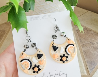 Spooky Halloween Earrings, Cute Earrings, Polymer Clay Earrings, Polymer Clay, Halloween, Kawaii, Charm Earrings, Witch Earrings, Pastel