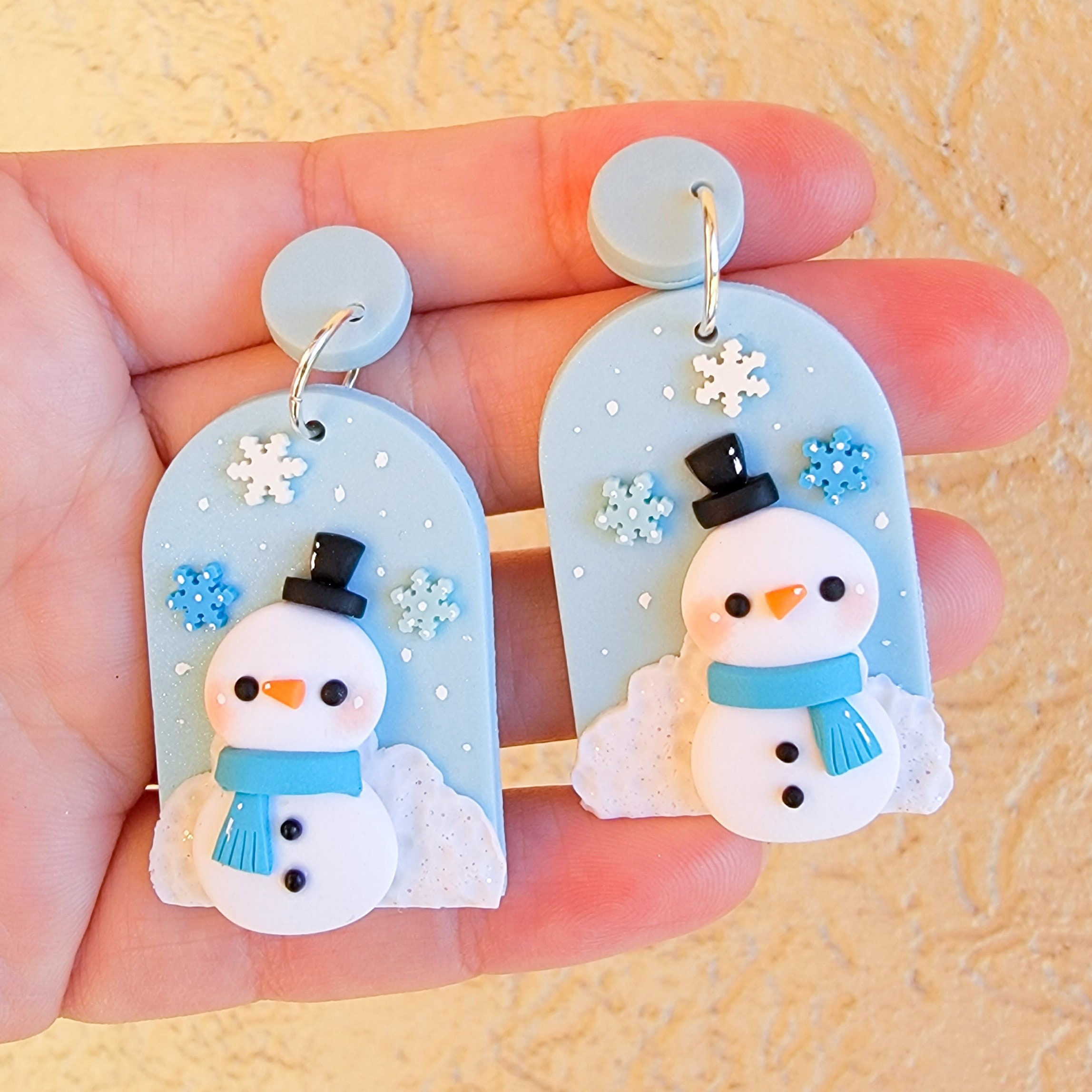 Polymer clay snowman earrings deals
